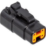 NAMZ Custom Cycle Products NMZ-MDP-4B DTM 4-Position Deutsch Plug w/(4) Stamped Terminals & Wedgelock Black