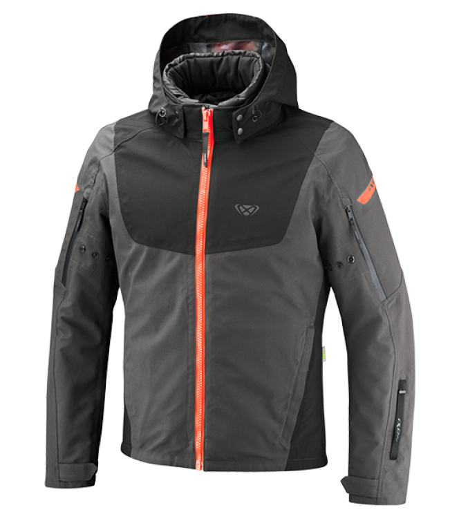 Ixon Burning Anthracite/Black/Neon Red Textile Hoodie Jacket