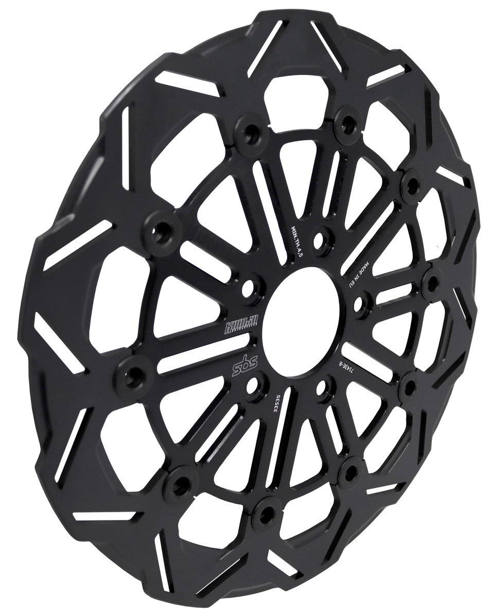 Kodlin KM-K7143E-B 11.8" Front 10-Spoke Disc Rotor Black Band & Black Carrier for Harley-Davidson Dyna 06-17/Softail 15-Up/Sportster 14-21 & some Touring 08-Up
