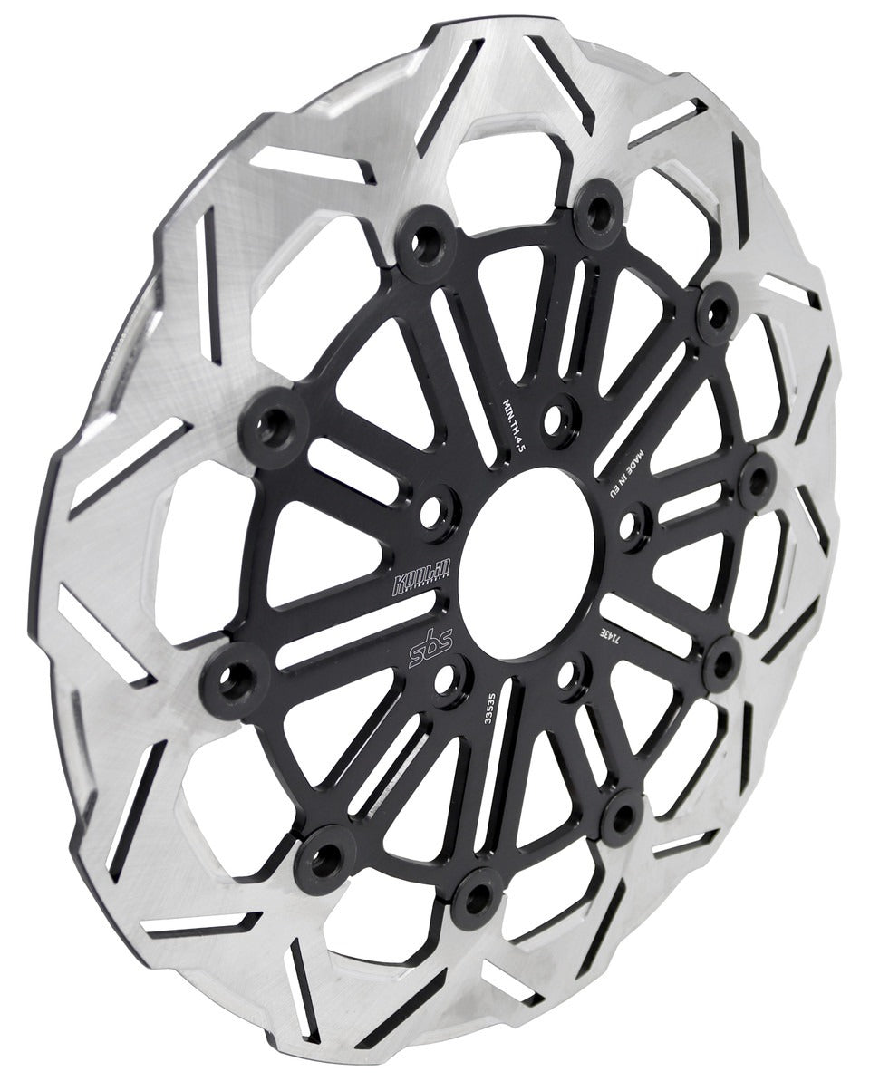 Kodlin KM-K7145E 11.5" Rear 10-Spoke Disc Rotor Polished Band & Black Carrier for Harley-Davidson Big Twin 00-Up/Sportster 00-10