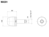 Rizoma Conical Bar End Black for Proguard/Spy-R/Spirit RS Mirrors