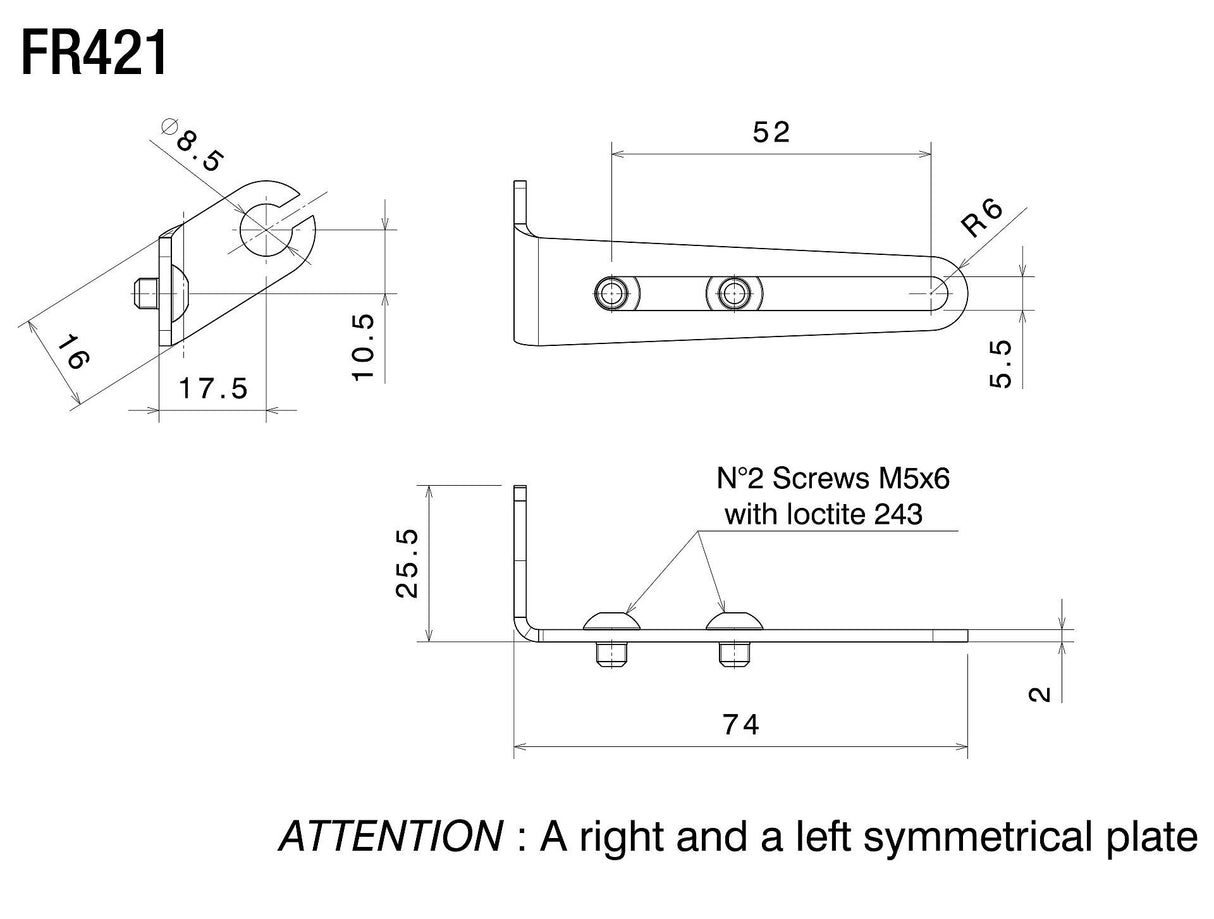 Rizoma Indicator Mounting Adapters Black for Ducati Scrambler Sixty2 16-21
