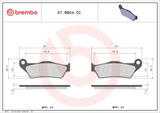 Brembo B-07BB04CC Road (CC) Carbon Ceramic Rear Brake Pad (07BB04.CC)