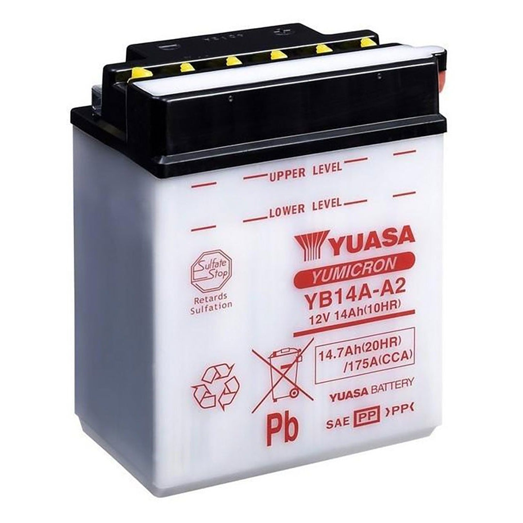 Yuasa YB14A-A2 Yumicron Series 12V 14Ah/175CCA Battery