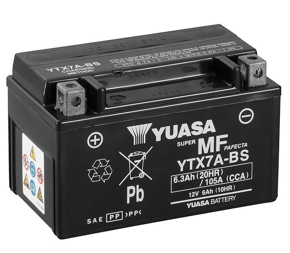 Yuasa YTX7A-BS YTX Series 12V 6Ah/105CCA Maintenance Free Battery