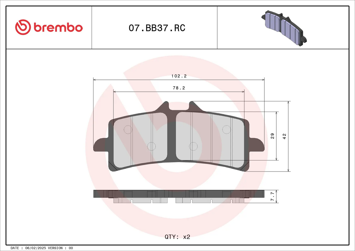 Brembo B-07BB37RC Racing (RC) Carbon Ceramic Front Brake Pad (07BB37.RC)