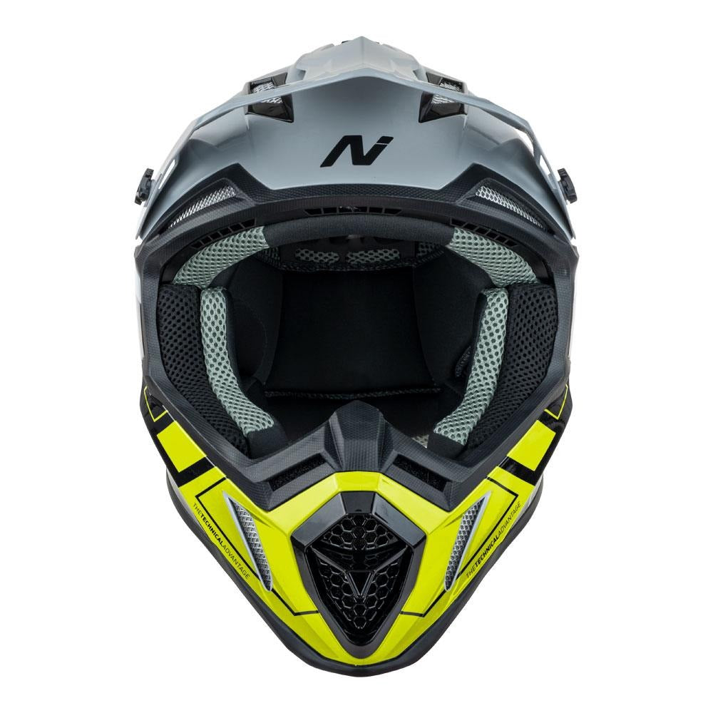 Nitro MX760 Hyper Gloss Silver/Grey/Black/Fluro Yellow Helmet