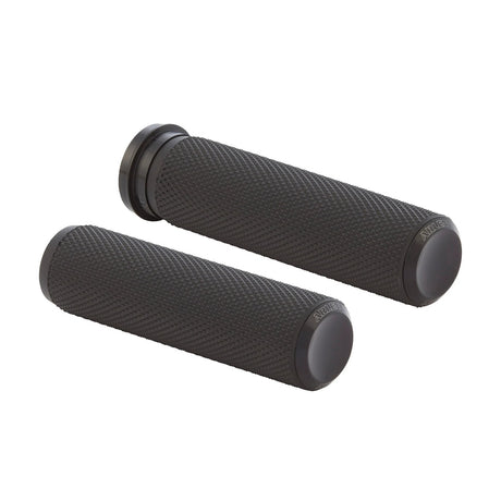 Arlen Ness AN-07-327 Knurled Fusion Handgrips Black for Harley-Davidson Big Twin 08-24 w/Throttle-By-Wire