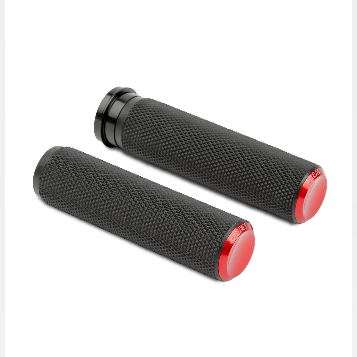 Arlen Ness AN-07-346 Knurled Fusion Handrips Red for Harley-Davidson Big Twin 08-24 w/Throttle-By-Wire