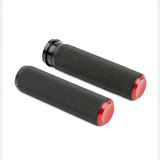 Arlen Ness AN-07-346 Knurled Fusion Handrips Red for Harley-Davidson Big Twin 08-24 w/Throttle-By-Wire