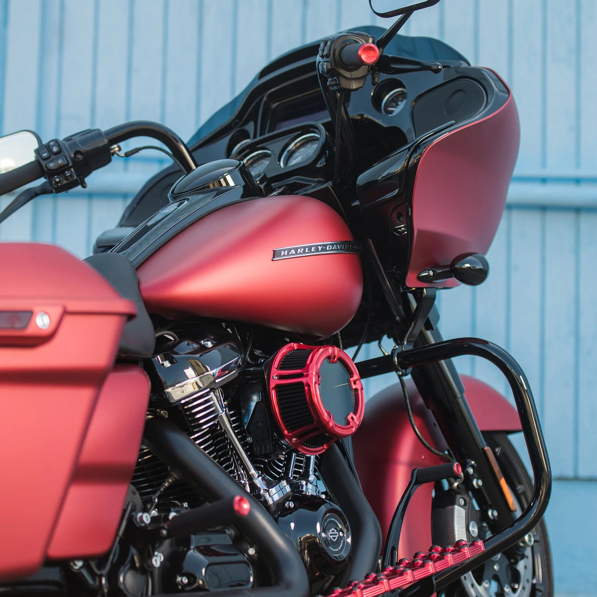 Arlen Ness AN-07-346 Knurled Fusion Handrips Red for Harley-Davidson Big Twin 08-24 w/Throttle-By-Wire