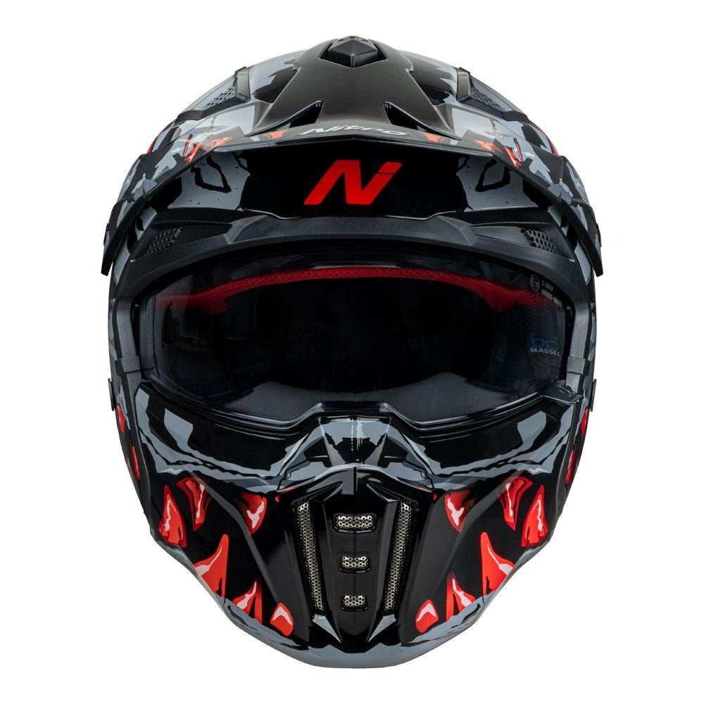 Nitro NZ302 Toxic Gloss Grey/Red Helmet