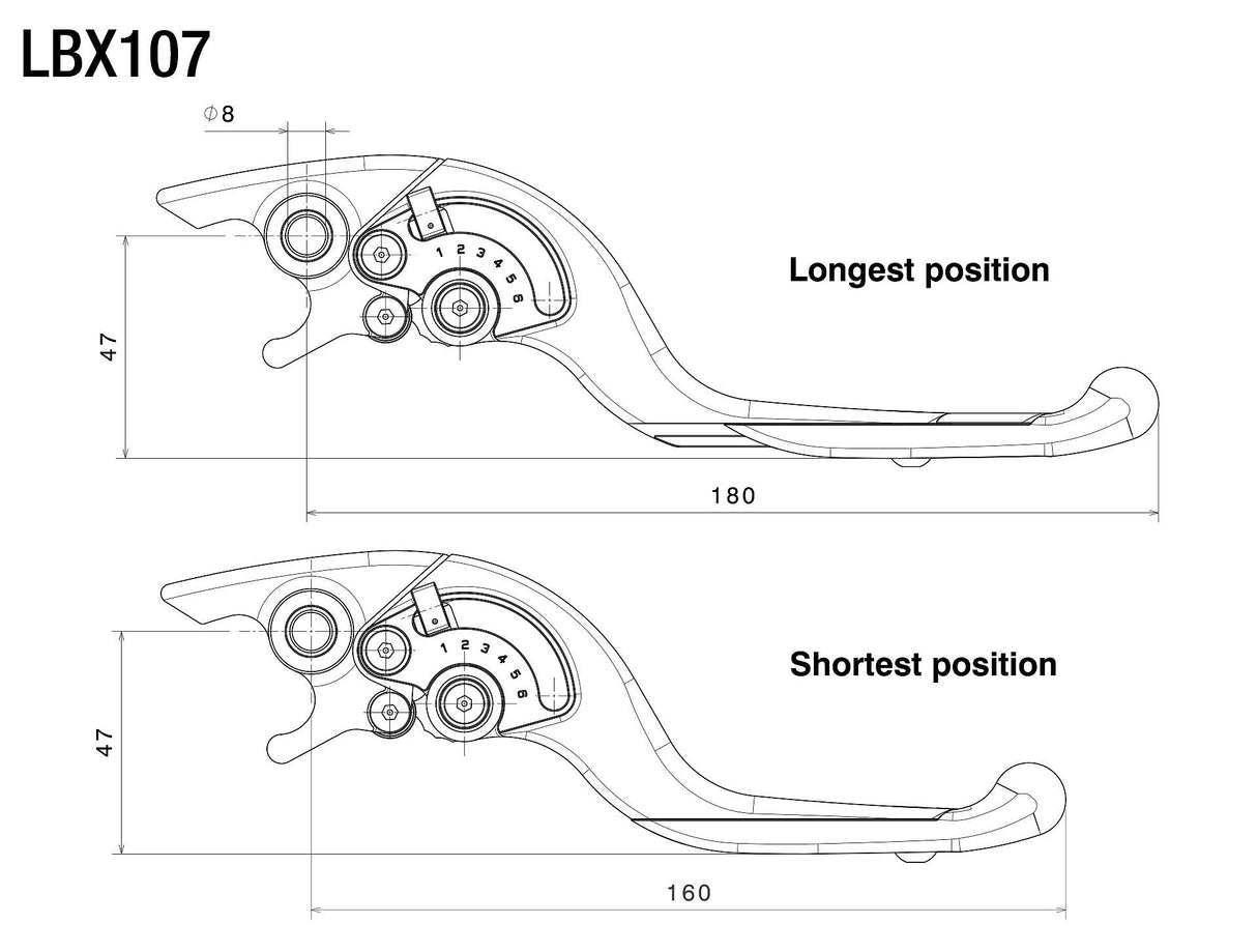 Rizoma Adjustable Plus Brake Lever Black/Black for Honda/Kawasaki/Triumph Models