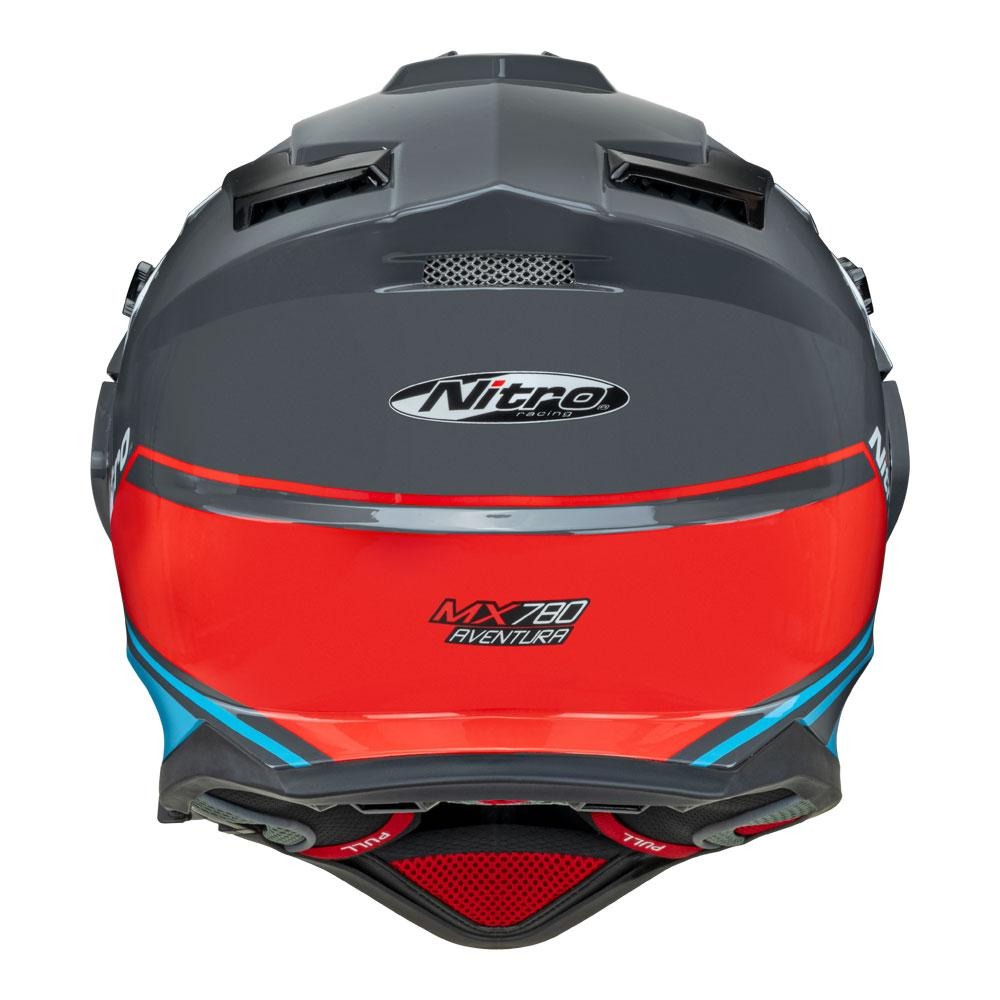 Nitro MX780 DVS Gloss Grey/Light Blue/White/Red Adventure Helmet