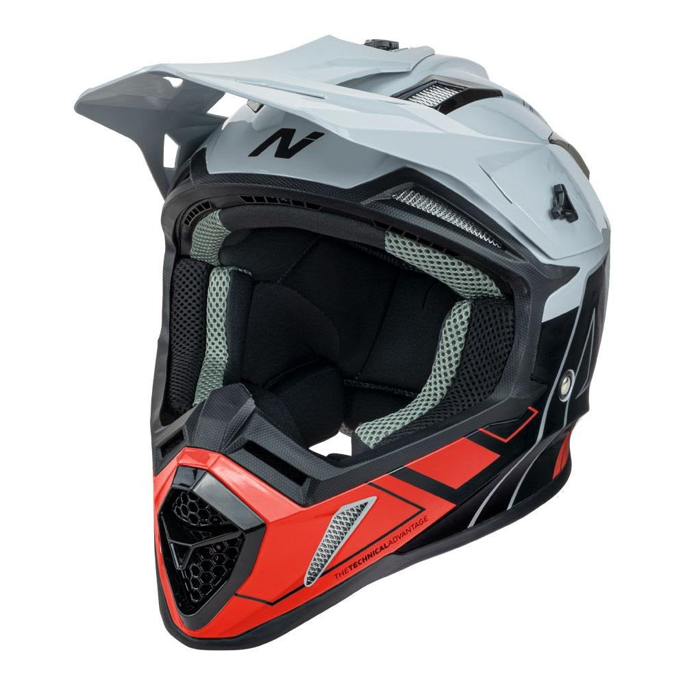Nitro MX760 Hyper Gloss Silver/Grey/Black/Red Helmet