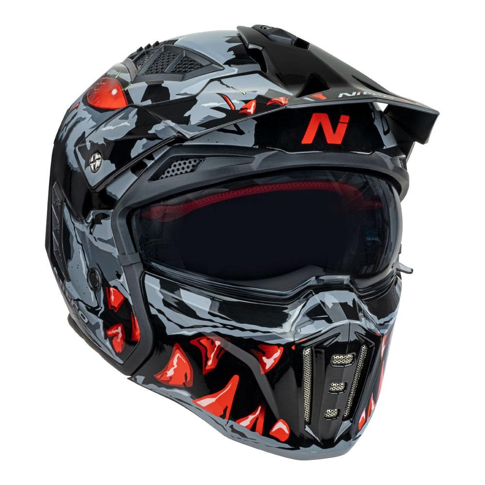 Nitro NZ302 Toxic Gloss Grey/Red Helmet