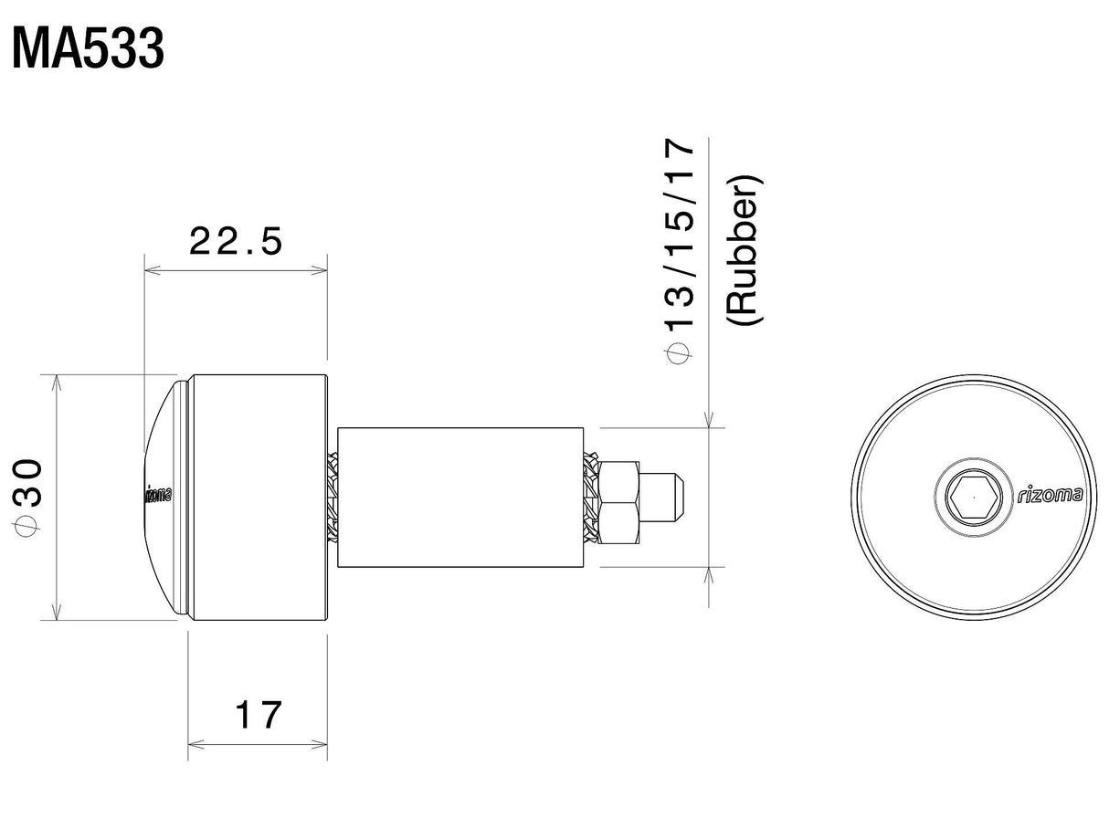 Rizoma Series 533 Bar Ends Silver