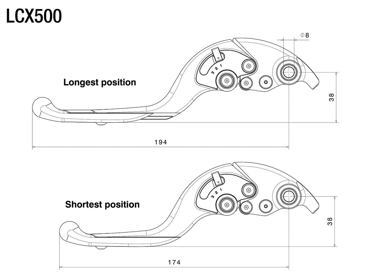 Rizoma Adjustable Plus Clutch Lever Grey/Black for Ducati Models