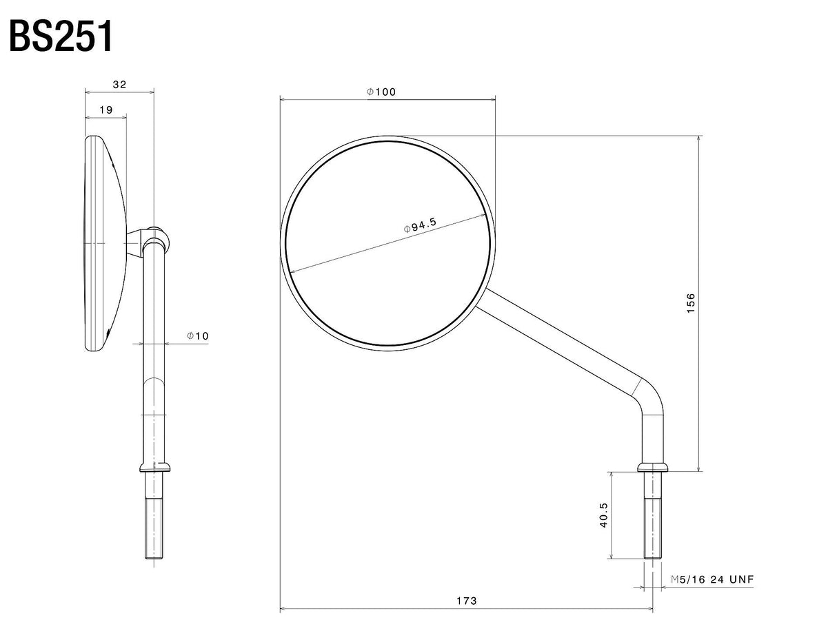 Rizoma One Mirror Black for Harley-Davidson Models (Each)
