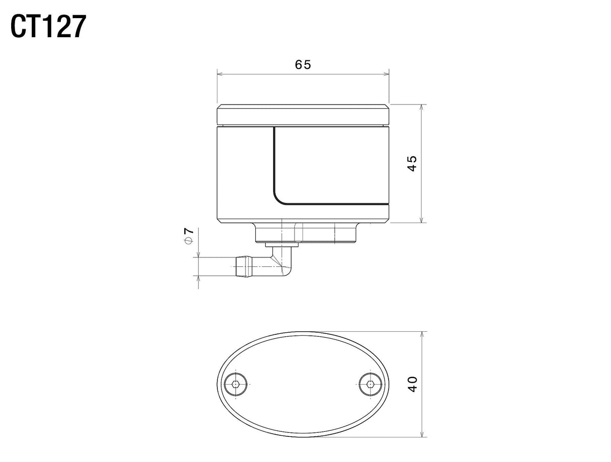 Rizoma Next Brake Fluid Reservoir 30.6ml Black for Aprilia/BMW/Ducati/Honda/Kawasaki/KTM/MV Agusta/Suzuki/Triumph/Yamaha