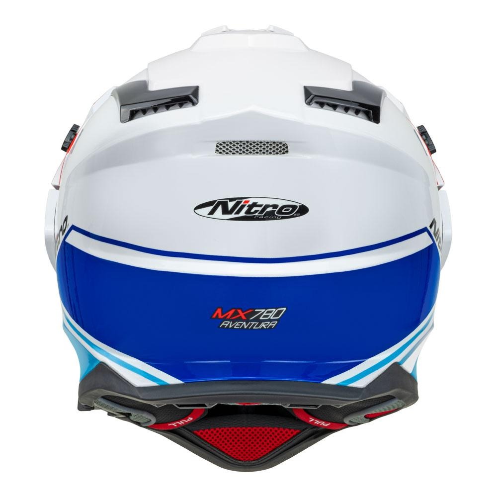 Nitro MX780 Gloss White/Light Blue/Red/Blue Adventure Helmet