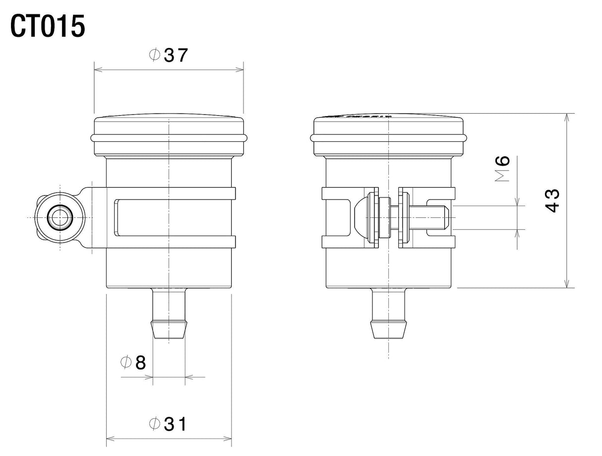 Rizoma Piston Rear Brake Fluid Reservoir 20ml Gold for BMW/Ducati/Honda/Kawasaki/KTM/Suzuki/Triumph/Yamaha