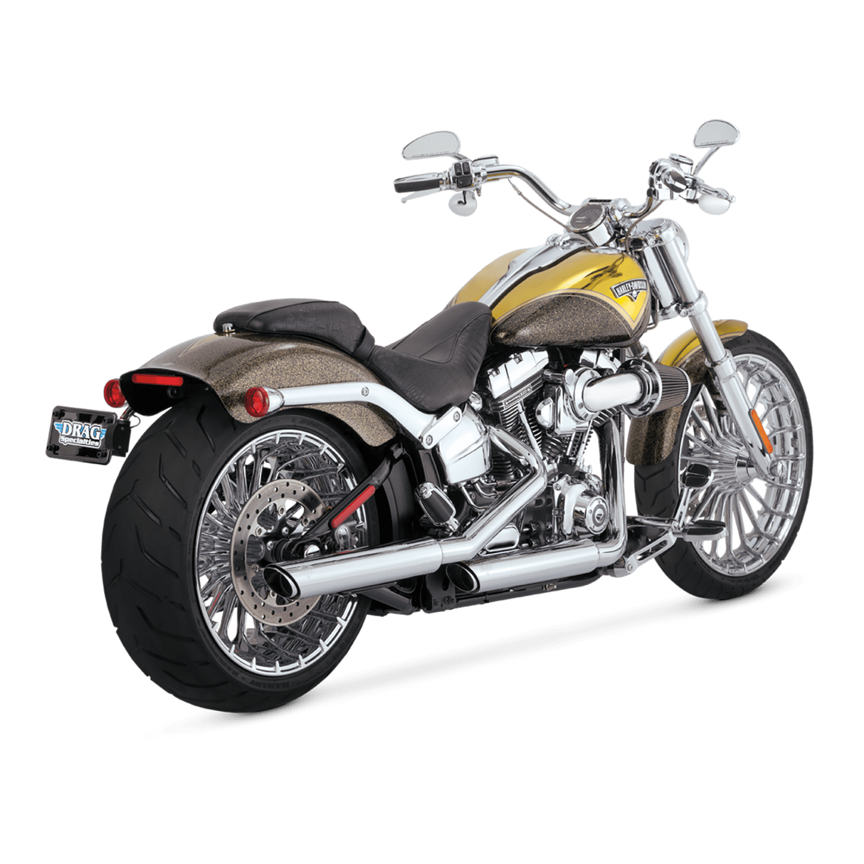 Vance & Hines V16834 Twin Slash 3" Slip-On Mufflers Chrome for Harley-Davidson Softail FXST/Heritage Softail Classic 07-17/Breakout 13-17/Rocker 08-11 Models