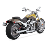 Vance & Hines V16834 Twin Slash 3" Slip-On Mufflers Chrome for Harley-Davidson Softail FXST/Heritage Softail Classic 07-17/Breakout 13-17/Rocker 08-11 Models