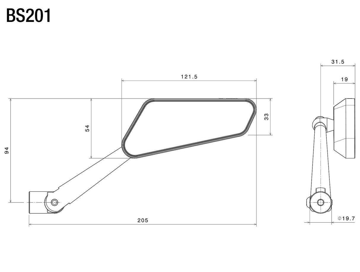 Rizoma R-BS201B Circuit 744 Mirror Black