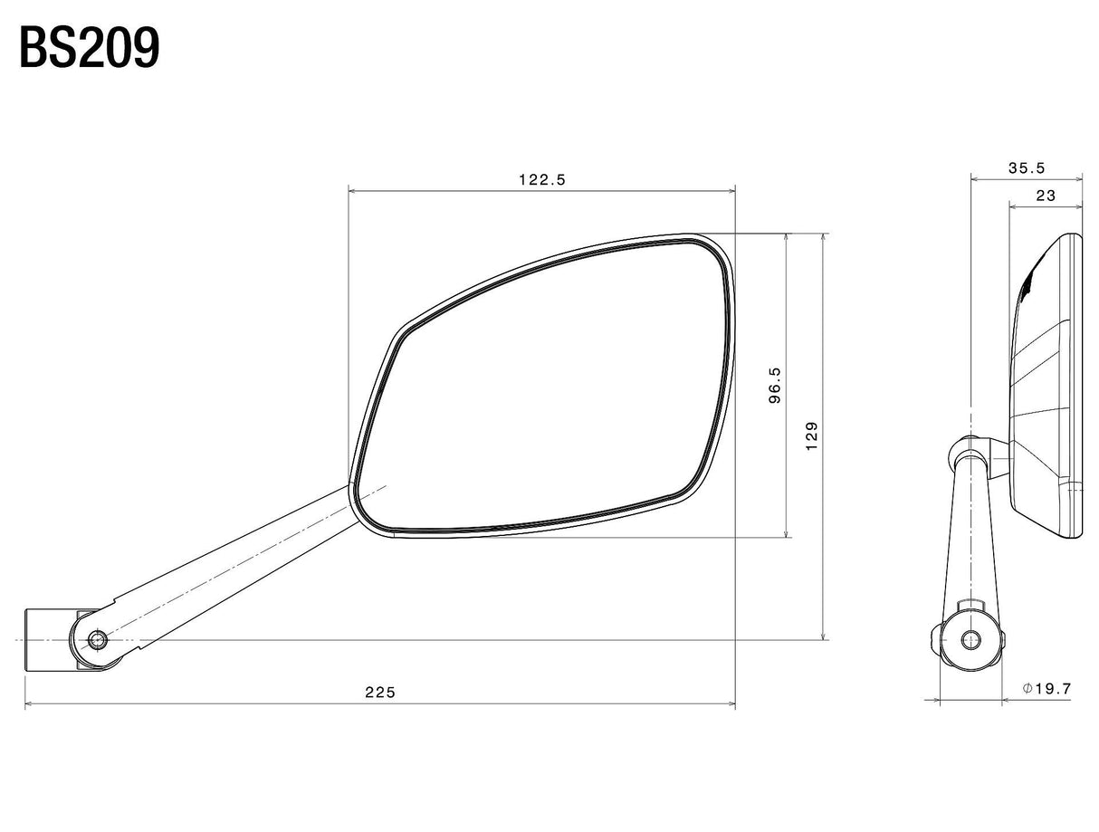 Rizoma 4D Right Side Mirror Black