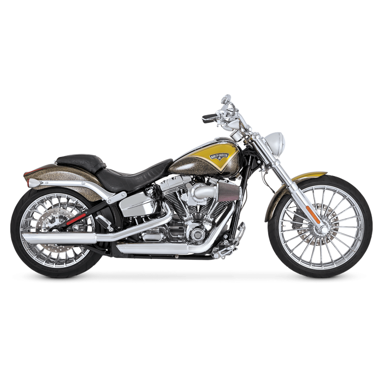 Vance & Hines V16834 Twin Slash 3" Slip-On Mufflers Chrome for Harley-Davidson Softail FXST/Heritage Softail Classic 07-17/Breakout 13-17/Rocker 08-11 Models