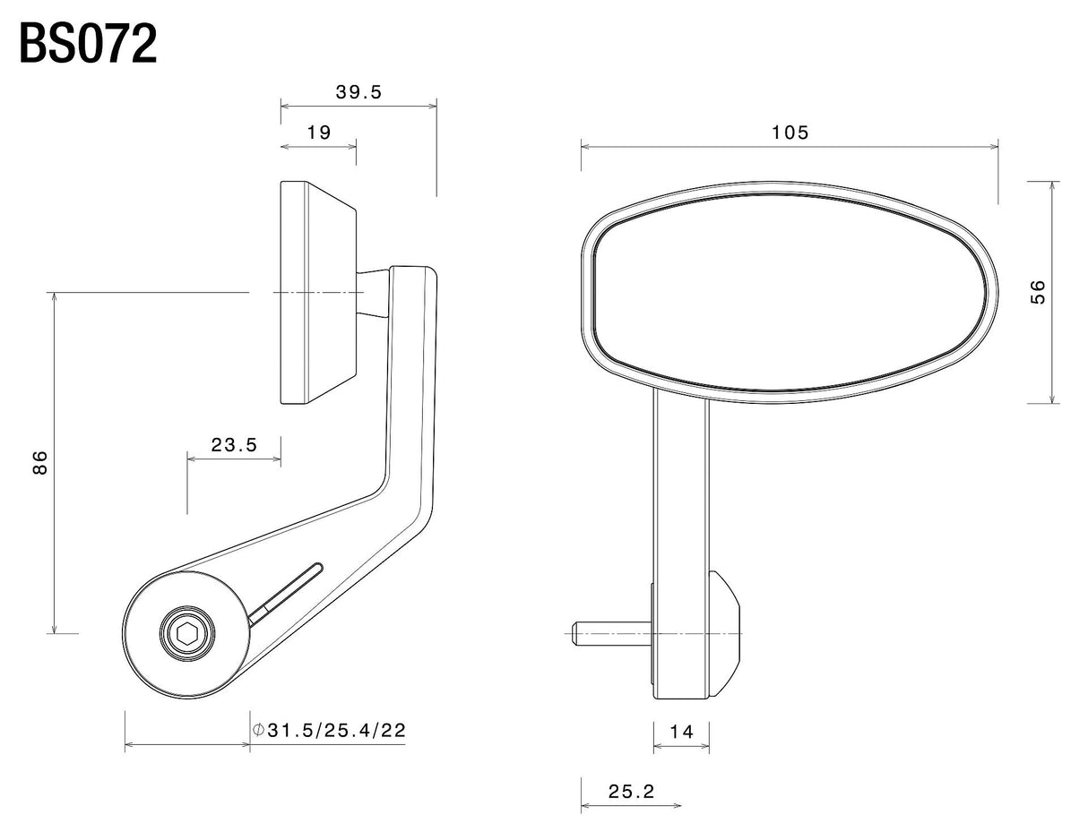 Rizoma R-BS072A Reverse Retro Bar End Mirror Silver