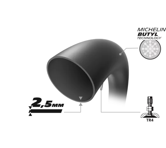 Michelin 12 MCR Off-Road Reinforced Inner Tube w/TR4 Valve for 2.50-12, 80/100-12