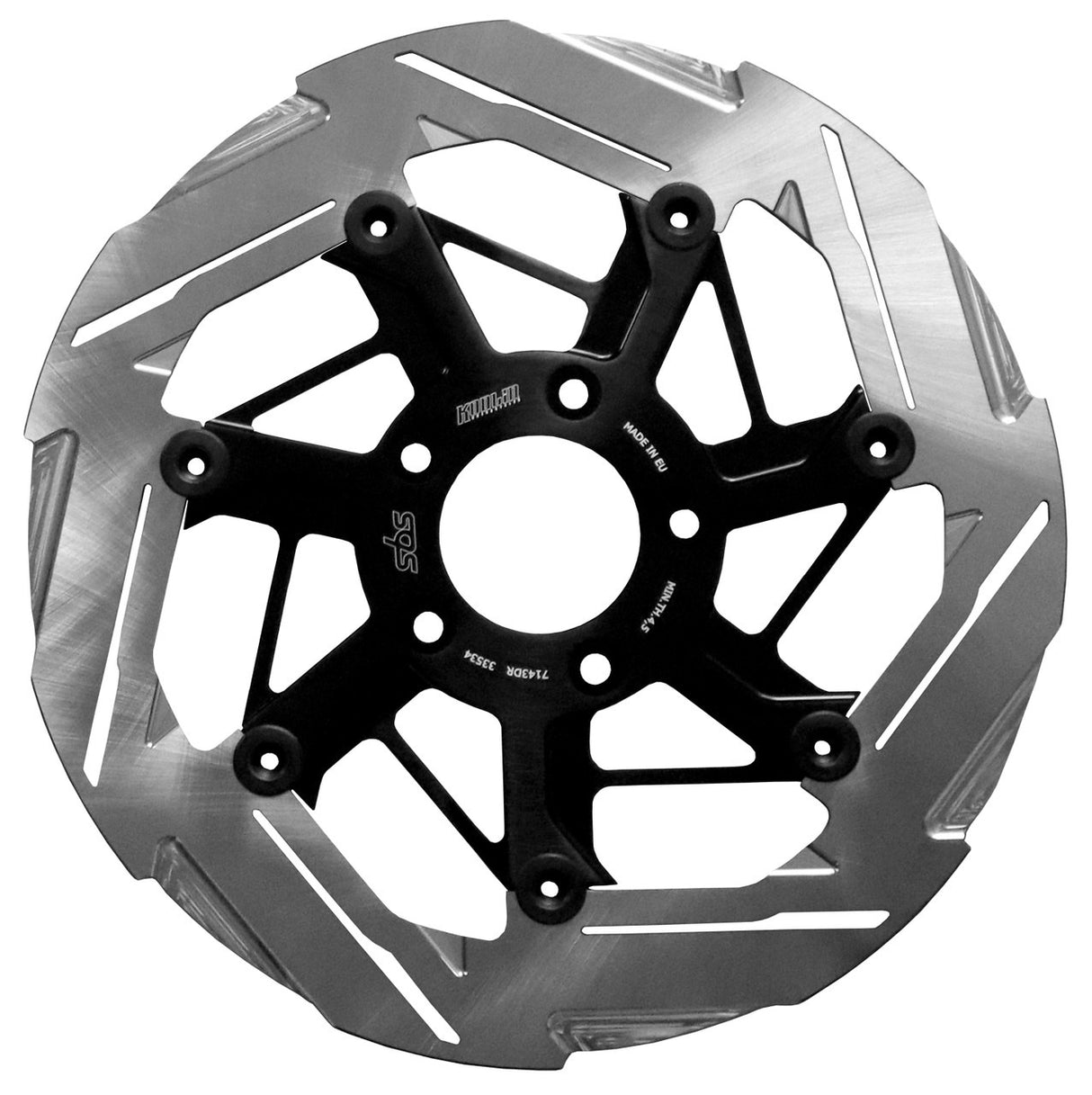 Kodlin KM-K7143DL 11.8" Front 7-Spoke Disc Rotor Polished Band & Black Carrier for Harley-Davidson Dyna 06-17/Softail 15-Up/Sportster 14-21 & some Touring 08-Up