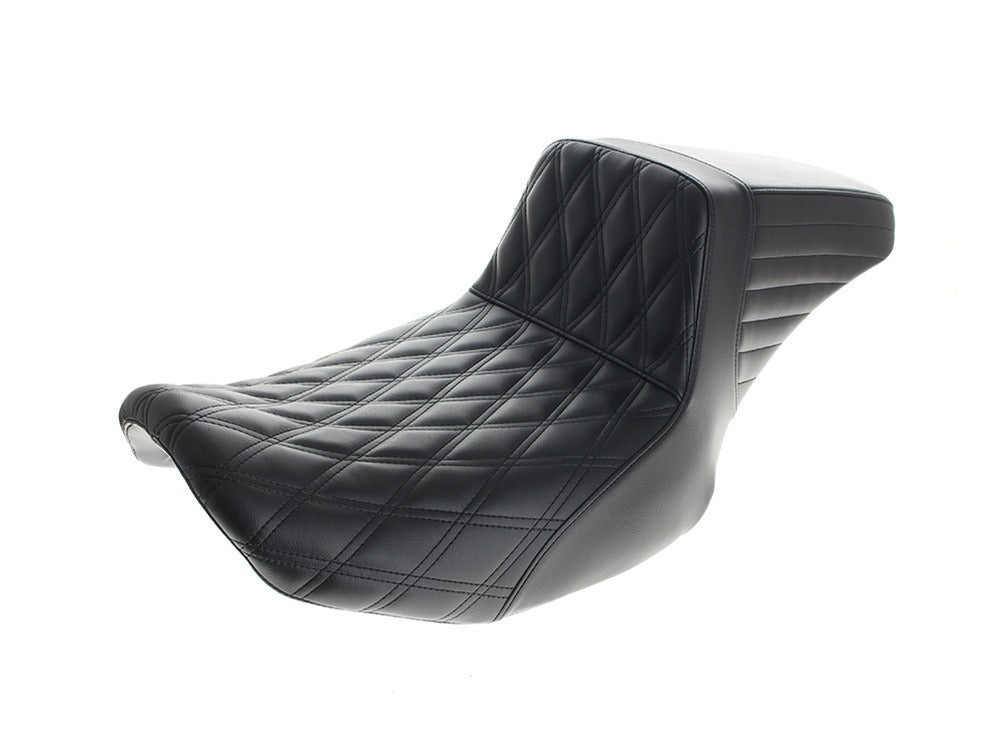 LePera LP-LV-597DLDD KickFlip Daddy Long Legs Dual Seat w/Black Double Diamond Stitch for Harley-Davidson CVO Touring 23-Up/Street Glide/Road Glide 24-Up/Touring 25-Up