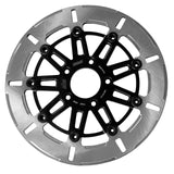 Kodlin KM-K7145C 11.5" Rear 9-Spoke Disc Rotor Polished Band & Black Carrier for Harley-Davidson Big Twin 00-Up/Sportster 00-10