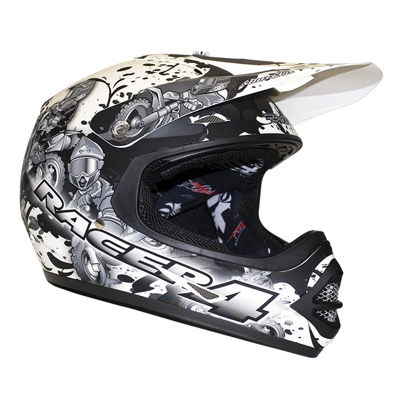 RXT Racer 4 Matte Black/White Kids Helmet