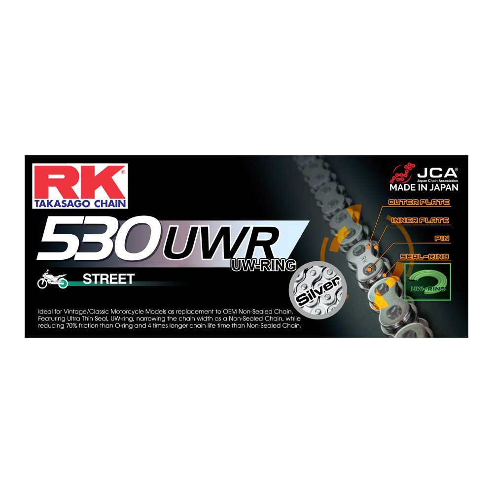 RK 12-53U-120SR UWR Series UW-Ring Chain SV530UWR 120 Link Silver