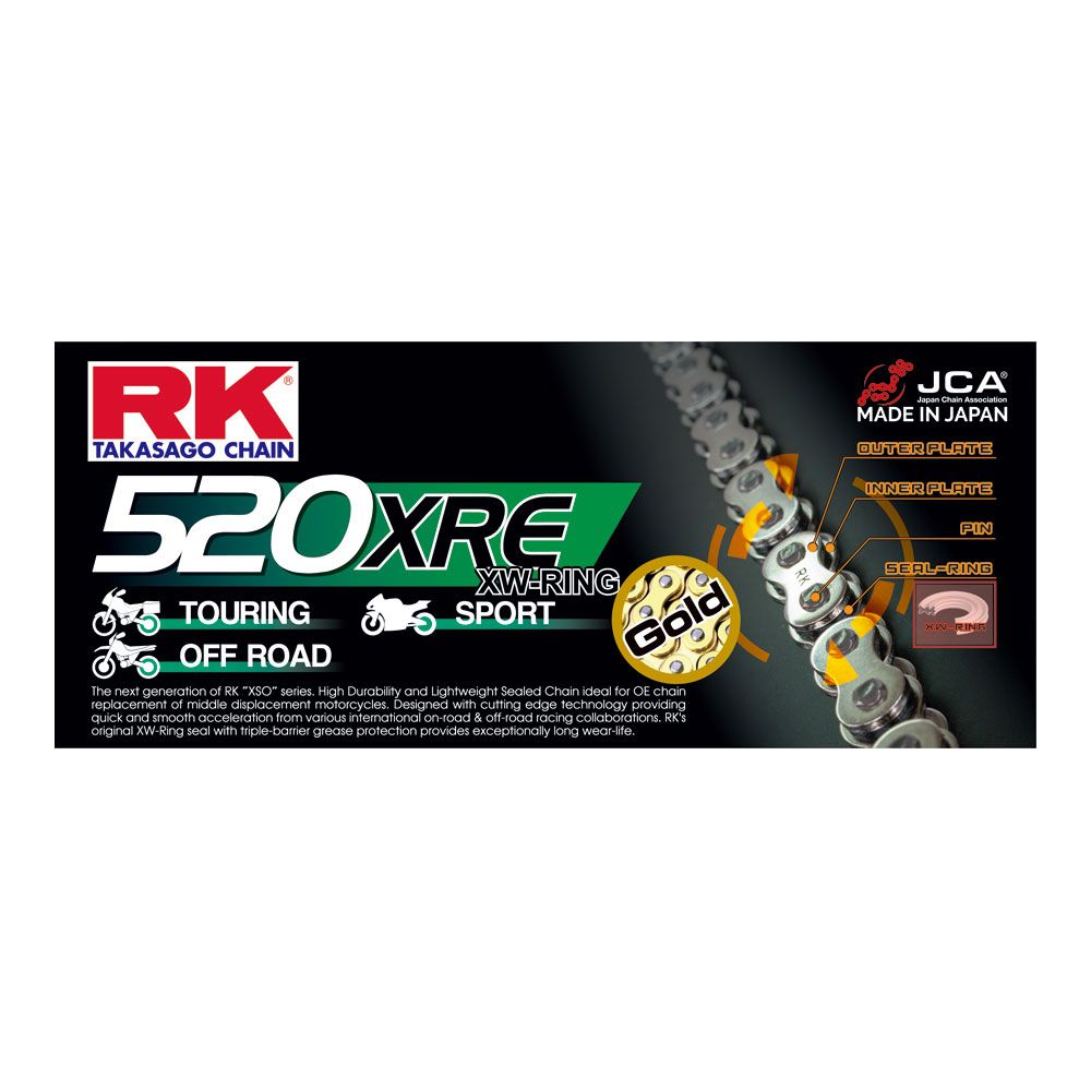 RK 12-52E-120GD XRE Series XW-Ring Chain GB520XRE 120 Link Gold