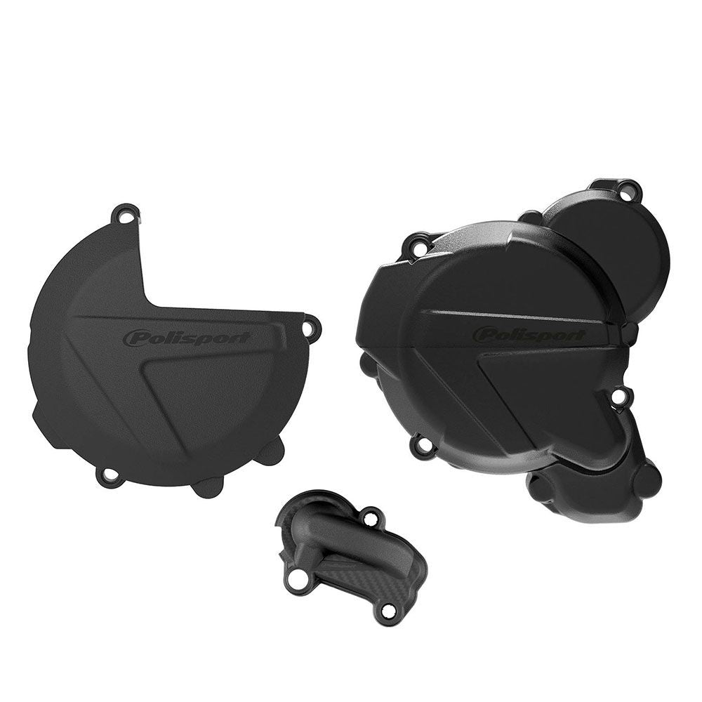 Polisport Engine Cover Protection Kit Black for KTM EXC 250/EXC 300/XCW 250/XCW 300 20-23/Husqvarna TE 250/TE 300 20-23