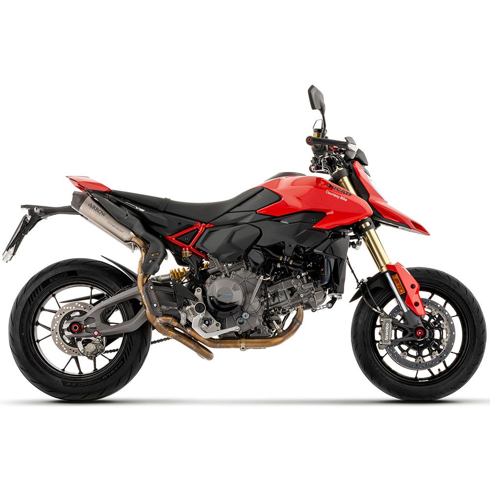 Arrow 77018PRN Round-Sil Dark Titanium Slip-On Mufflers w/Steel End Cap for Ducati Hypermotard V2/Hypermotard V2 SP 2026