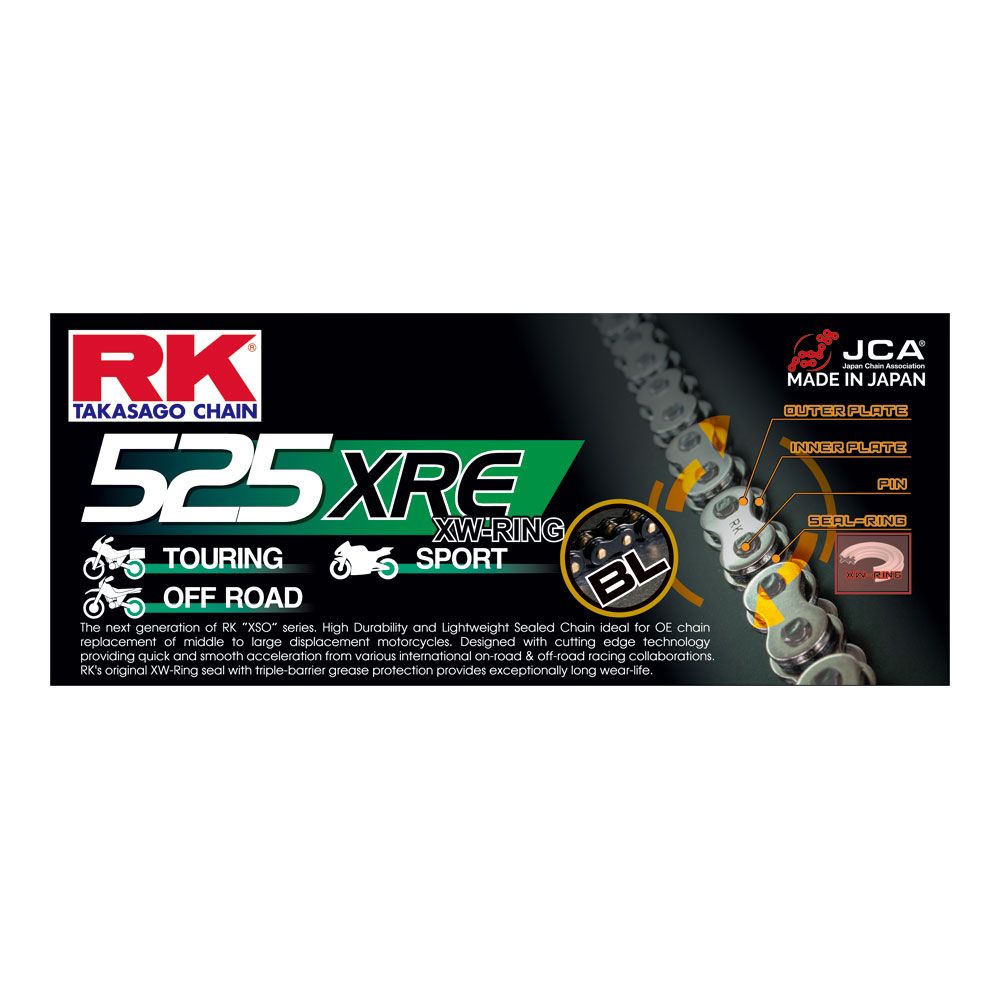 RK 12-55E-120BL XRE Series XW-Ring Chain BL525XRE 120 Link Black