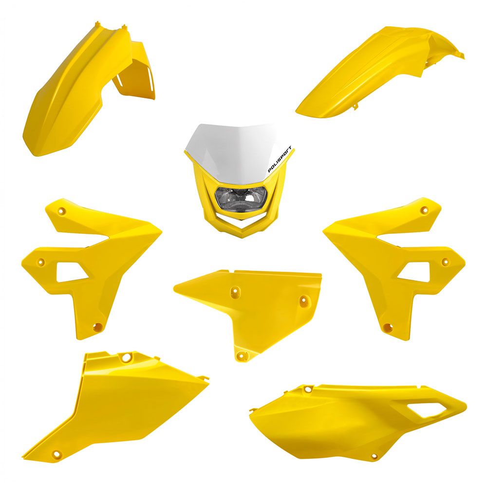 Polisport Enduro Restyle Plastic Kit Yellow w/Halo Headlight for Suzuki DR-Z400 00-25