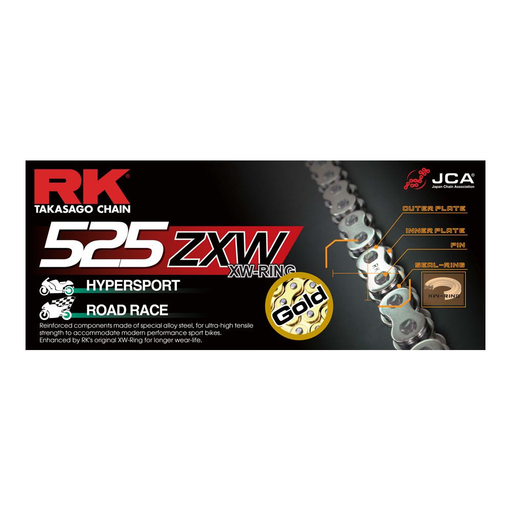 RK 12-55Z-130GD ZXW Series XW-Ring Chain GB525ZXW 130 Link Gold