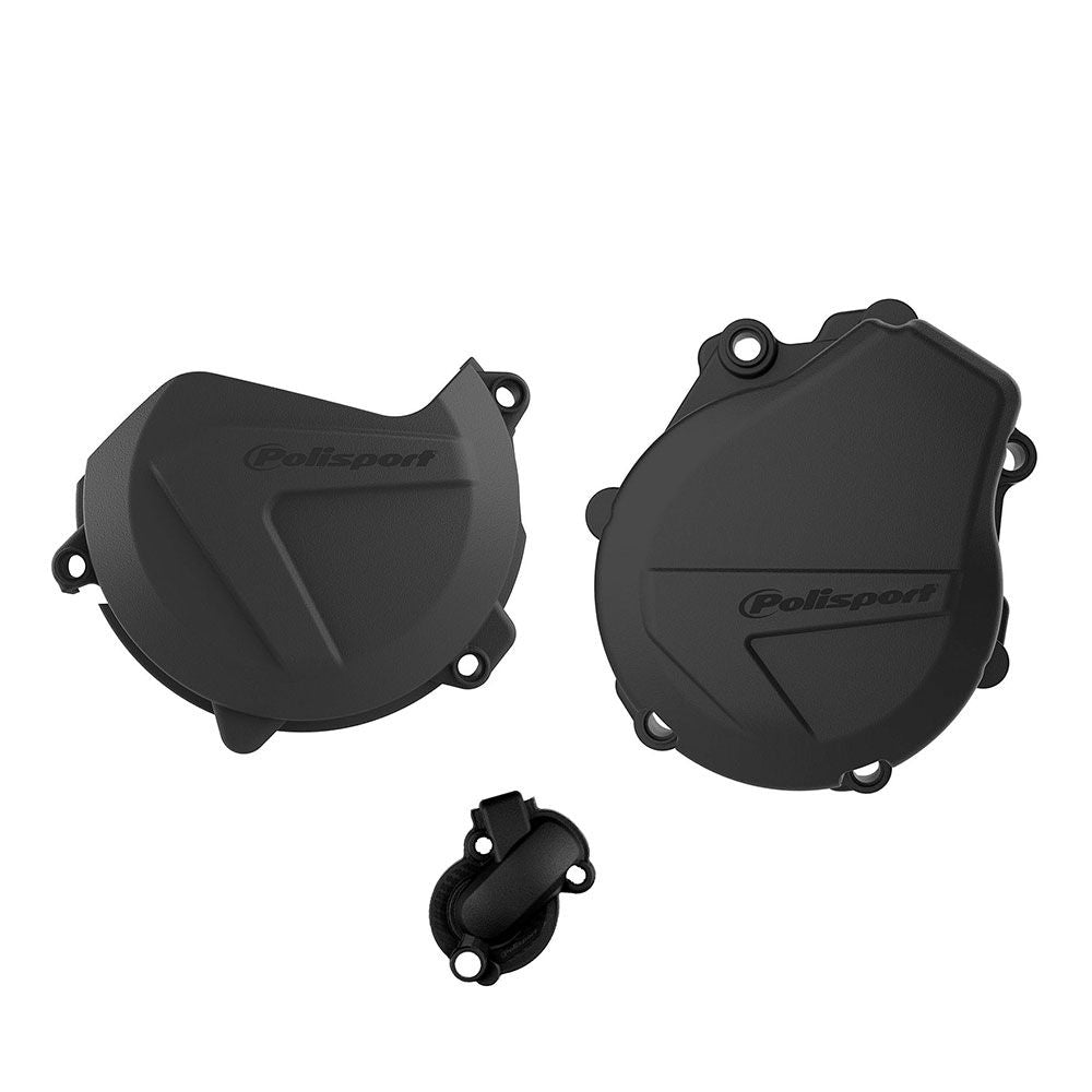 Polisport Engine Cover Protection Kit Black for KTM EXC-F 450/EXC-F 500/XCF-W 450/XCF-W 500 17-23/Husqvarna FE 450/FE 501 17-23